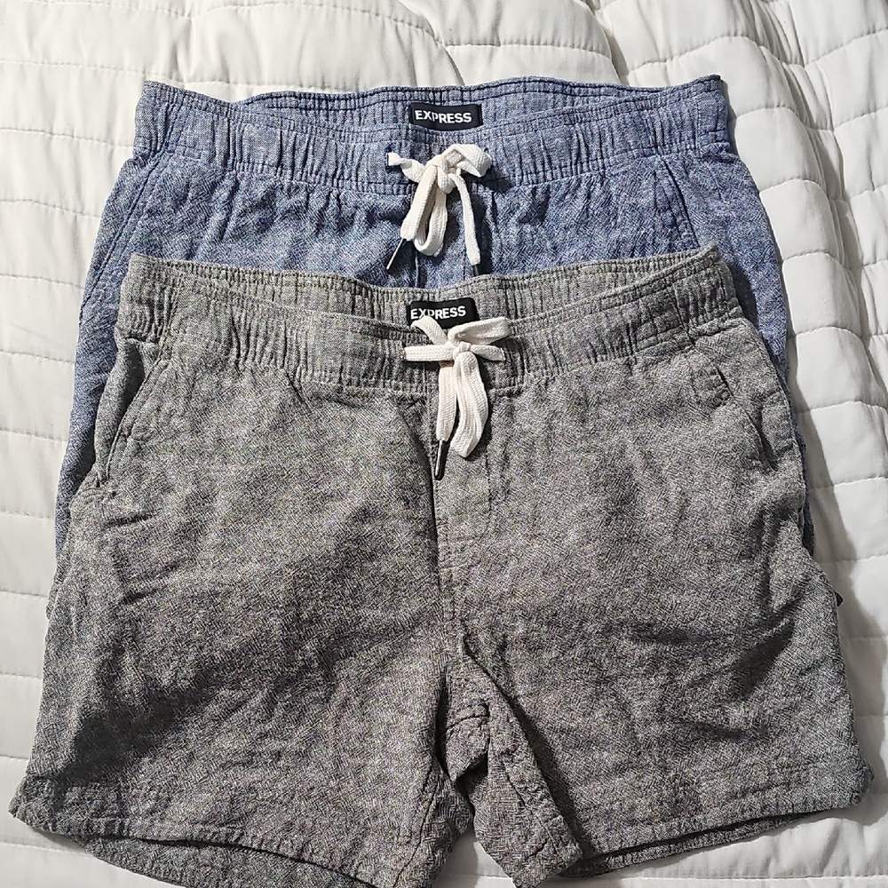 Express Men's Athletic Shorts in Gray and Blue